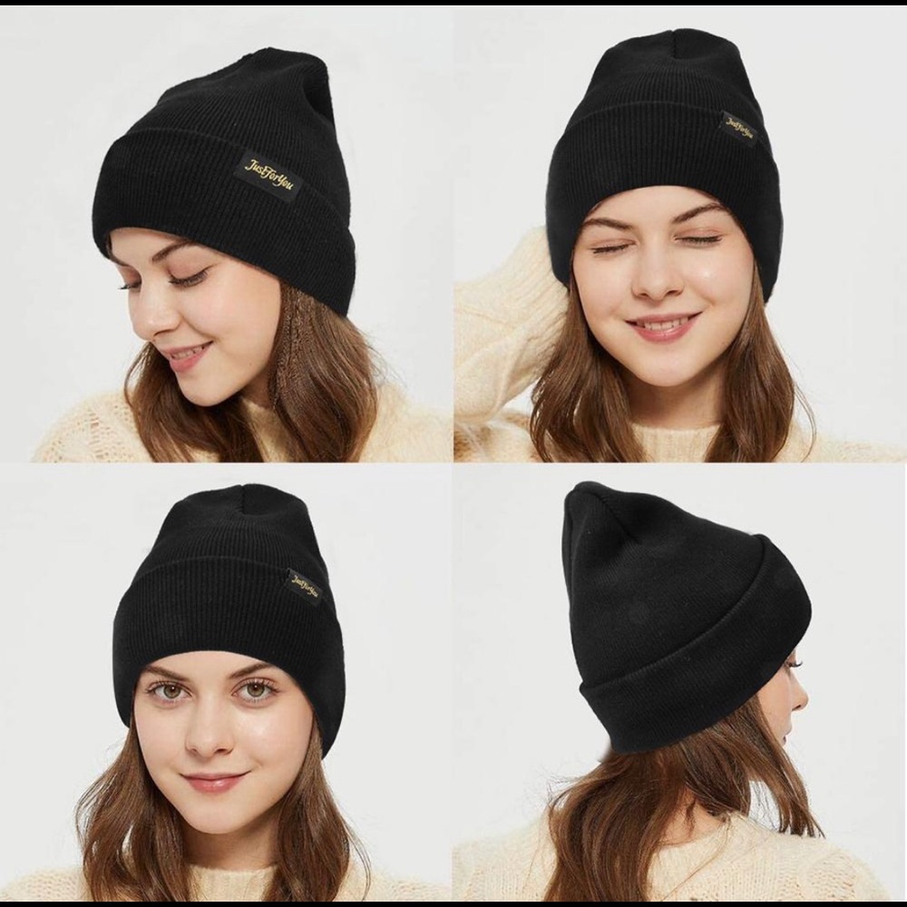 3/$20 Black Beanie with Gold Letters